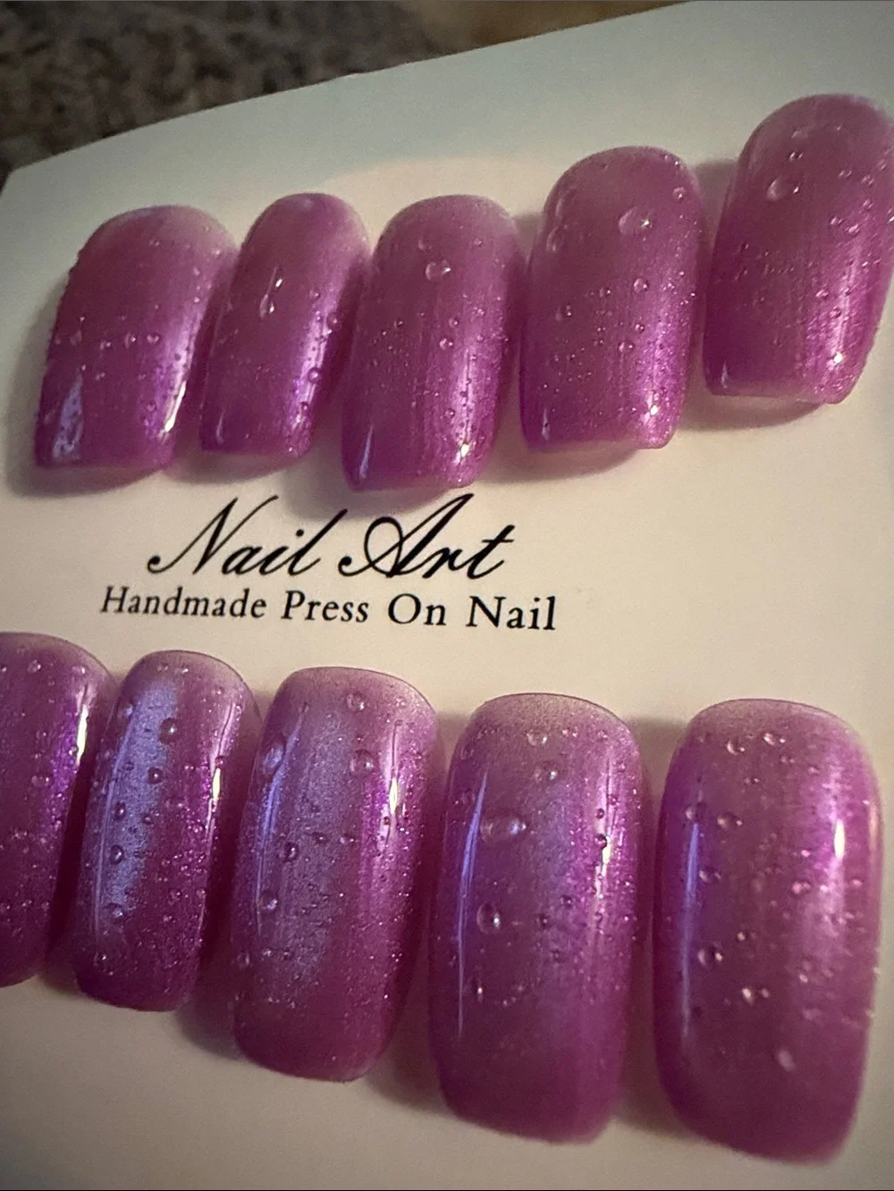 Handmade Press-On Nails - Cateye Lavender Pink